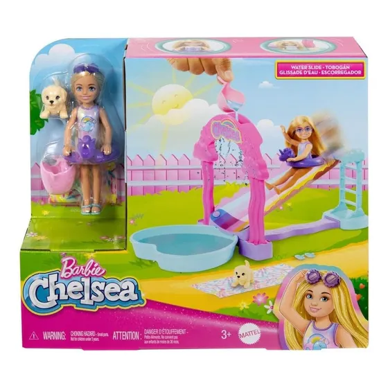 Barbie Chelsea Y Cachorro Con Tobogán Acuático Arcoíris