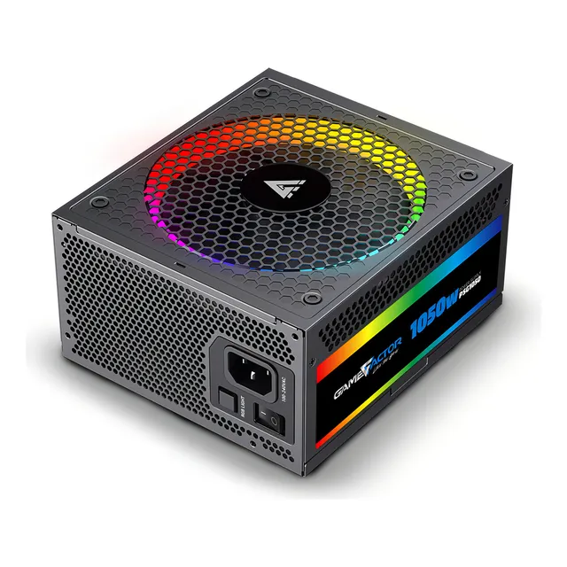 Fuente de Poder Gamer Game Factor PSG1050 1050W 80+ Gold Modular - PCIe 5.0 12VHPWR, ARGB Sync, Cybenetics Platinum, Full Modular, Ventilador 120mm, para PC Gaming