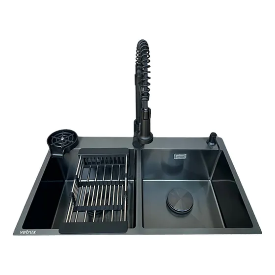 Fregadero Flusso 78 Dual 2 Tinas + Accesorios A.inox Vetrux