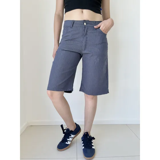 Bermuda Rayada Mujer De Gabardina Marca Loca