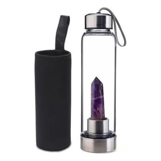 Botella De Agua Con Cristal Energético De Cuarzo Púrpura Botella De Agua Con Cristal Energético De Cuarzo Púrpura