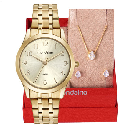 Kit Relógio Mondaine Feminino Semijoia 32608lpmkde1k1 Kit Relógio Mondaine Feminino Semijoia 32608lpmkde1k1