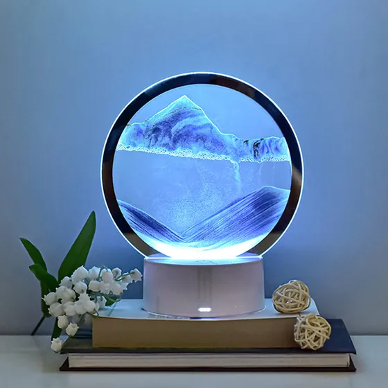 Imagen Artistica Arena Movil Luz Led 3d Redonda Soporte Casa