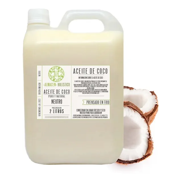 Aceite De Coco Neutro Puro Prensado Importado 2 Litros Lt