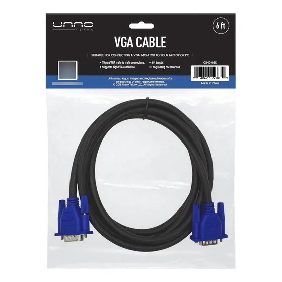 Cable Vga Unno Tekno 15 Pines 1.8m Macho/macho