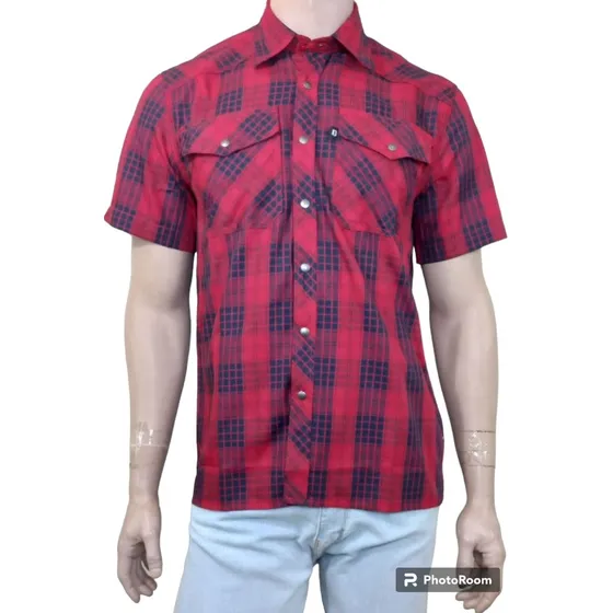 Camisa Ke Manga Corta De Cuadros Para Caballero Cc20-25