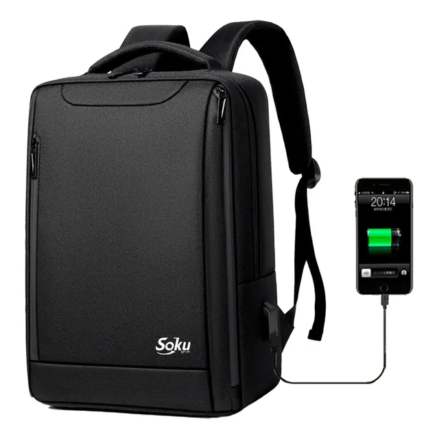 Soku Mochila Laptop Para Mac 15.6in Viaje Espaciosa Calidad Color Negro Diseño de la tela Liso