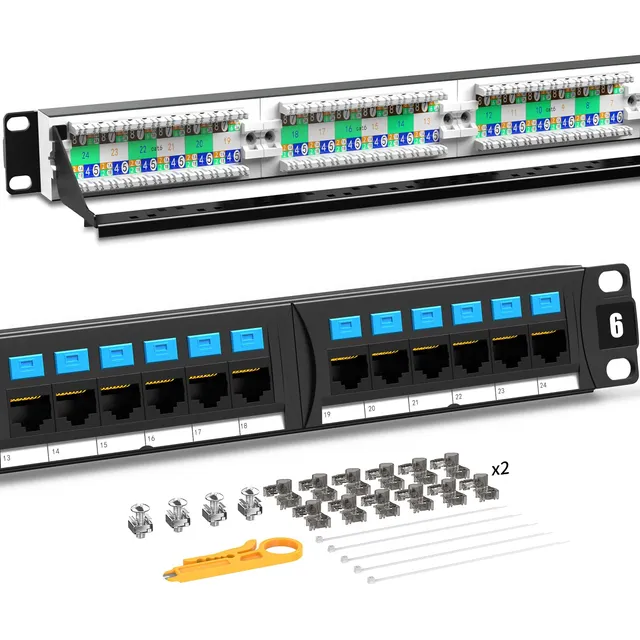 Panel De Remiendo De 24 Puertos Cat6 De La Serie Suprema