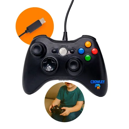 Controle Para Xbox 360 Com Fio Joystick Manete Gamepass Steam Tv Pc Android - Crowley