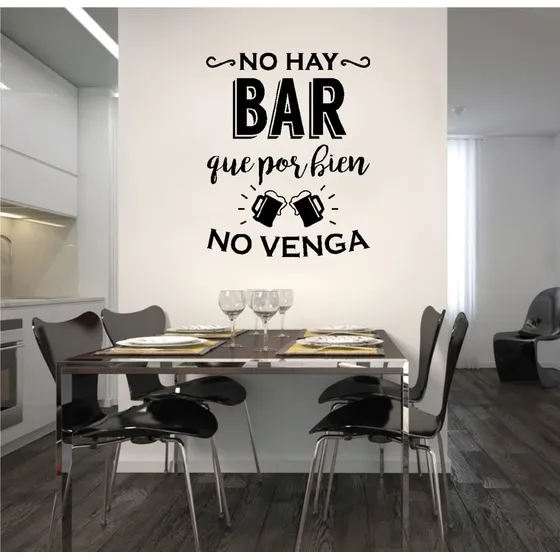 Vinilo Frase No Hay Bar Que Por Bien No Venga 60x73cm Color Negro