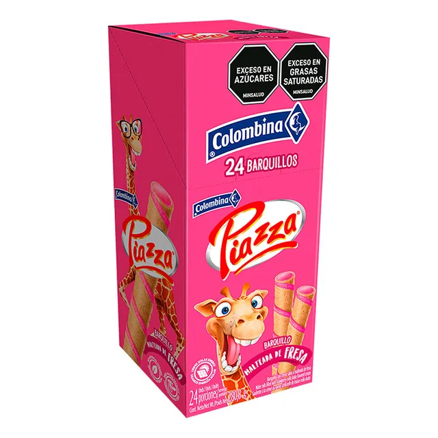 Barquillos Piazza Malteada De Fresa - Caja X 24 Und
