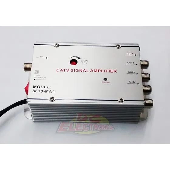 Amplificador De Señal 30db Uhf/vhf/fm Antena/cable 4 Salidas