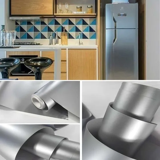 Adesivo Prata Tipo Inox Envelopamento Geladeira Microondas