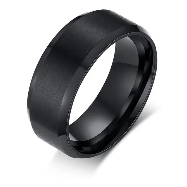 Anillo Negro Elegante Acero Inoxidable Hombre Mujer