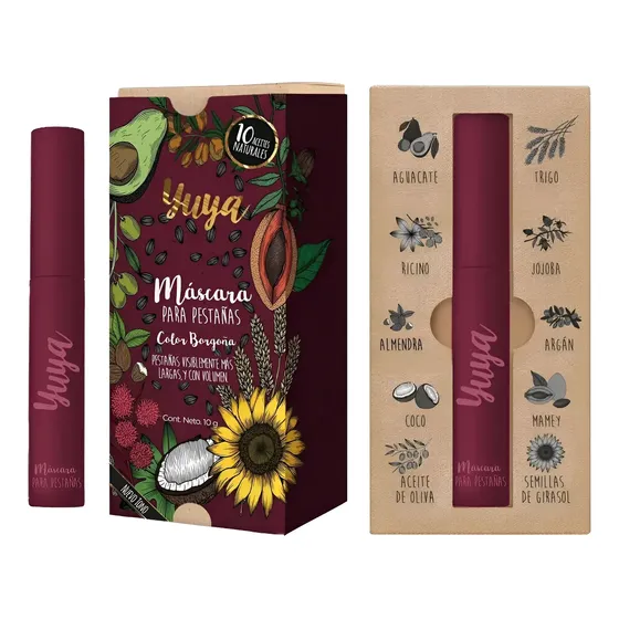 Yuya-máscara De Pestañas 10 Aceites Naturales-color Borgoña