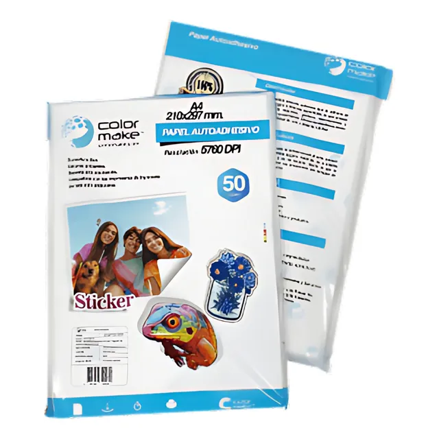 Papel Fotográfico Glossy Autoadhesivo 115g Color Make 50 Hjs Color Blanco