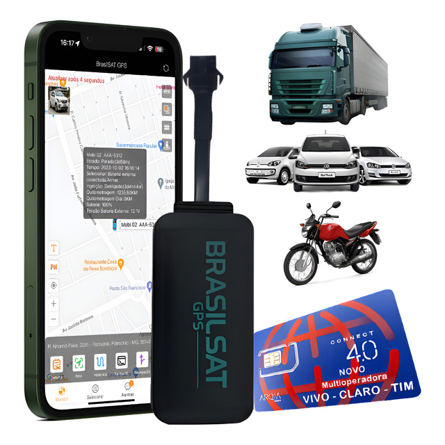 Rastreador Veicular Gps Com Chip E Aplicativo Em Tempo Real! Preto