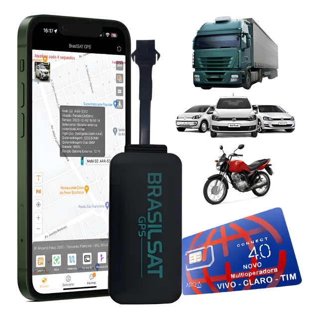 Rastreador Veicular Gps Com Chip E Aplicativo Em Tempo Real! Preto