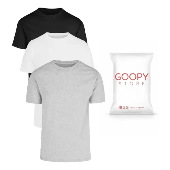 Pack X3 Remeras Hombre Slim Fit Goopy Store Lisa Algodón
