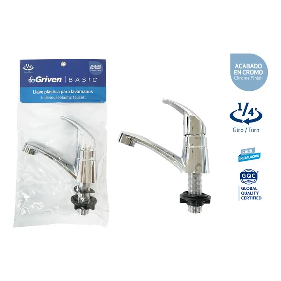 Llave Lavamano Individual Plastico Cromado Griven