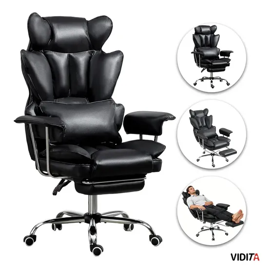 Silla Escritorio Ejecutiva Emilio Premium+ Oficina Pu Negro Material Del Tapizado Cuero Sintético Marca VIDITA