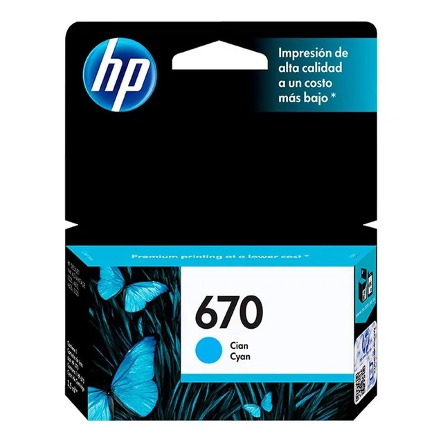 Cartucho Tinta Hp 670 Cian Deskjet Ink Advantage 3525