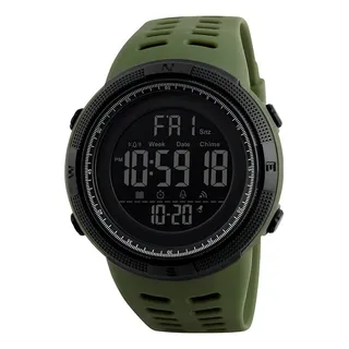 RelĂłgio De Pulso Digital Skmei 1251 Com Corria De Poliuretano Cor Verde-musgo - Fondo Preto RelĂłgio De Pulso Digital Skmei 1251 Com Corria De Poliuretano Cor Verde-musgo - Fondo Preto