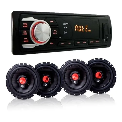 Kit Som Renault Sandero Radio Usb Mp3 + 4 Alto Falante 5