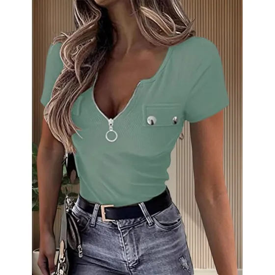 L Camiseta Cuello Redondo Bajo Punto Canalé