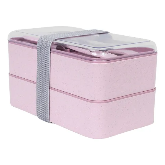 Miniso Contenedor De Alimentos Doble Capa 2 Niveles Plástico Color Rosa