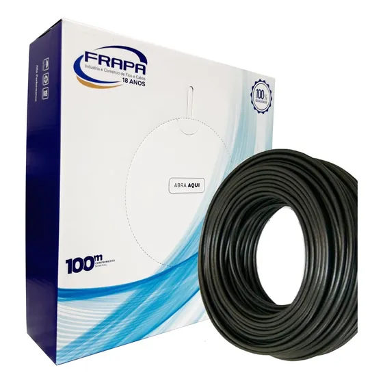 Cabo Cftv Preto Blindado 100m Externo Para Camera Segurança