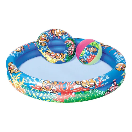 Piscina Inflable 2 Aros Salvavidas Y Pelota 137 Ltrs Bestway