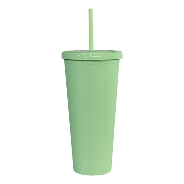 Vaso De Plástico Rígido De Colores Con Tapa Y Sorbito 650 Ml