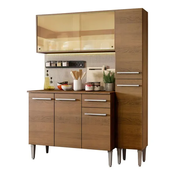 Armario De Cocina Compacto 137cm Emilly Gold Madesa 03 Color Marrón