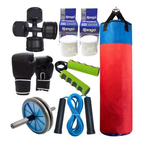 Combo Box Kit De Boxeo Bolsa +guantes+relleno+mancurnarecarg