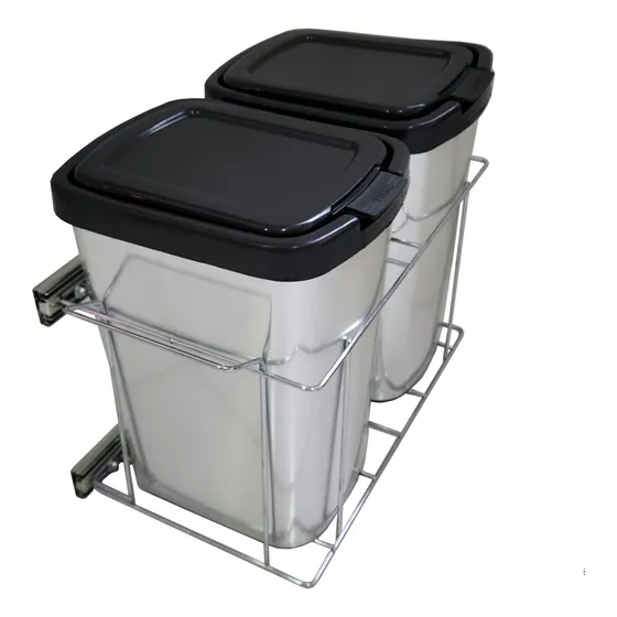 Lixeira Dupla Deslizante Prata Lateral 18 Litros Tampa Click