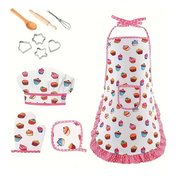 Delantal + Gorro Para Niños Minichef. 