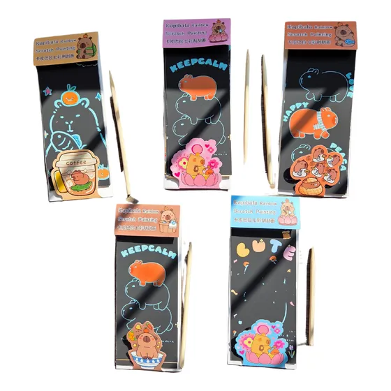 Papel Cartulina Mágico Raspar X 5 Unidades Capibara Cute
