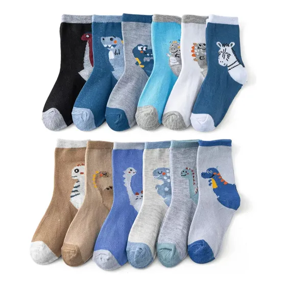 Pack 12 Pares Calcetín Algodón Larga Para Niño Niña