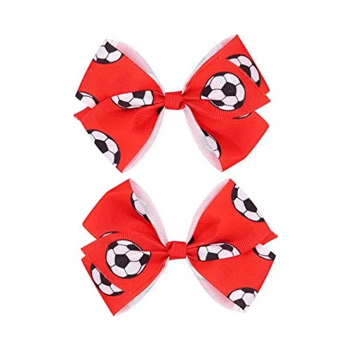 Soccer Ribbon Bow Hair Clips Arcos De Fútbol K6wgy