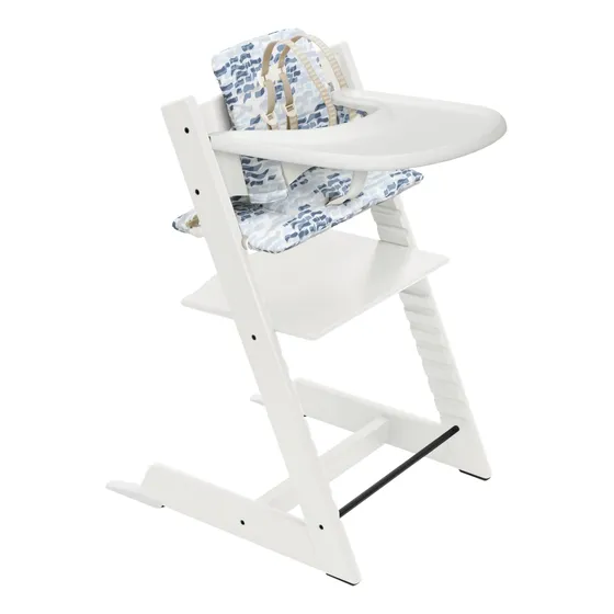 Trona Stokke Tripp Trapp Con Cojín Y Bandeja Blanco/azul