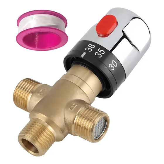 Válvula Mezcladora Termostática Ajustable Latón 1/2'' Baño