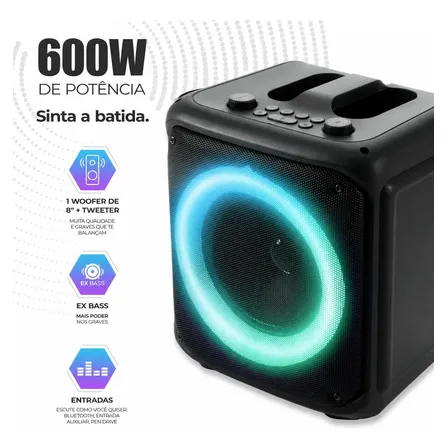 Torre De Som Bluetooth Rgb Festa Caixa De Som Portátil Tws Preto 5v