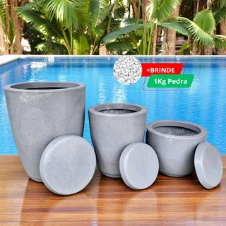 Kit 3 Vasos Para Plantas Decorativo C/prato Moderno Luxo Kit 3 Vasos Para Plantas Decorativo C/prato Moderno Luxo