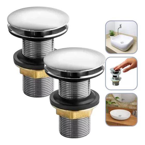 Kit Válvula 2pç 7/8 Click Luxo Inteligente Inox  Banheiro