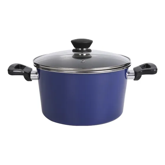 Cacerola 24cm C/tapa En Acero Carbono Antiadherente Marina