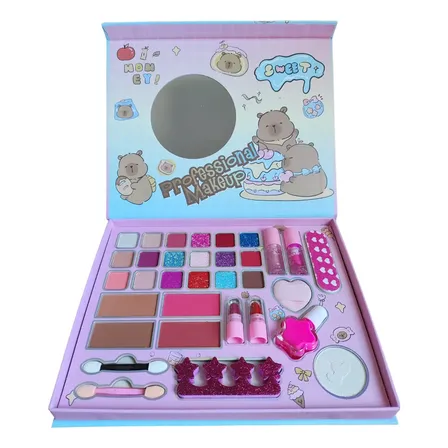 Kit Maquiagem Infantil Lavavel Fofo Espelho Capivara