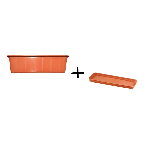 Maceta Plastico Jardinera Con Plato Rectangular Matri 80x20