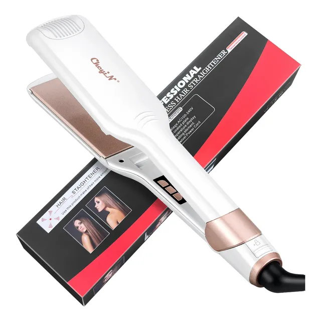Ckeyin Planchas Para Cabello Profesional Placas Cerámica Alaciadora Planchas Extras Anchas de 55MM Blanca 2 en 1