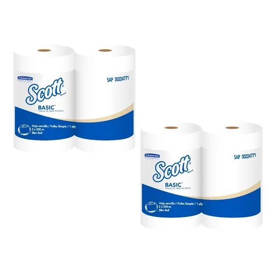 Toalla Manos Scott® Basic Rollo Blanca- 1x 4 Rollos 200 Mts